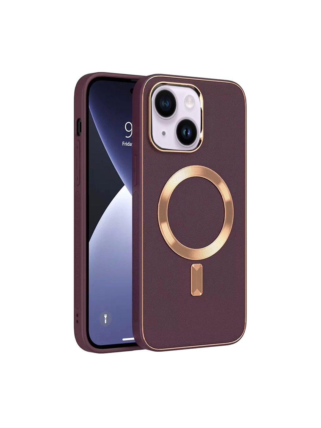 

Karwan Red & Golden iPhone 14 Leather Back Case