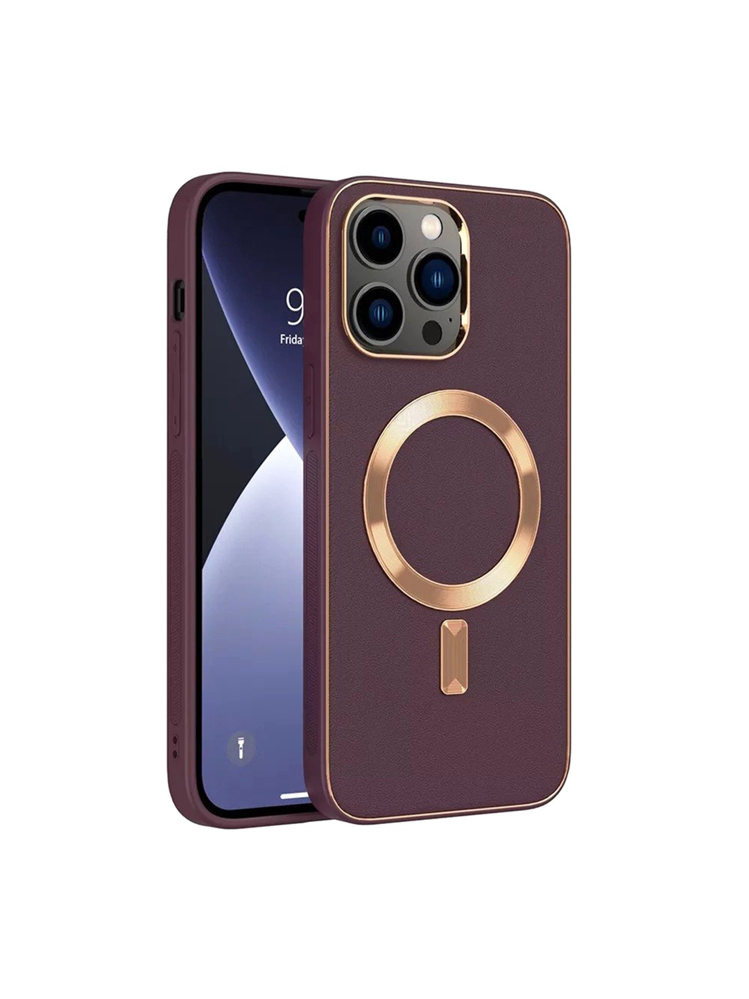 

Karwan Red & Gold-Color Apple iPhone 13 Pro Max Leather Back Case Cover