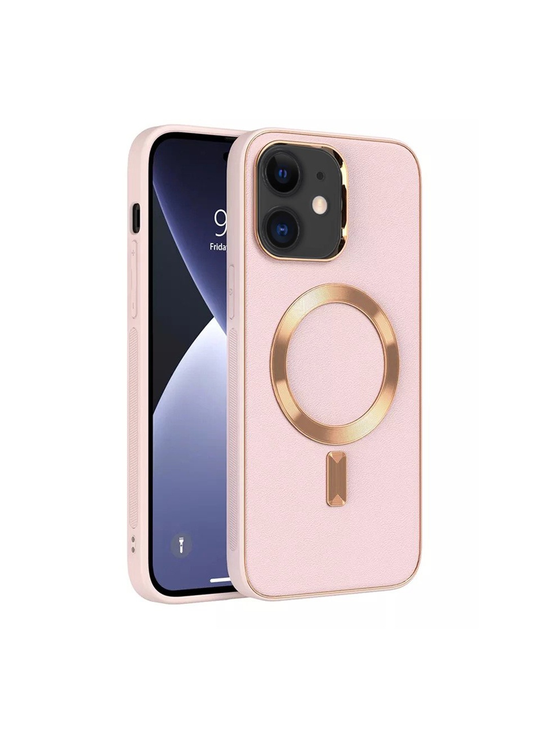 

Karwan Pink iPhone 12 Leather Phone Back Cover