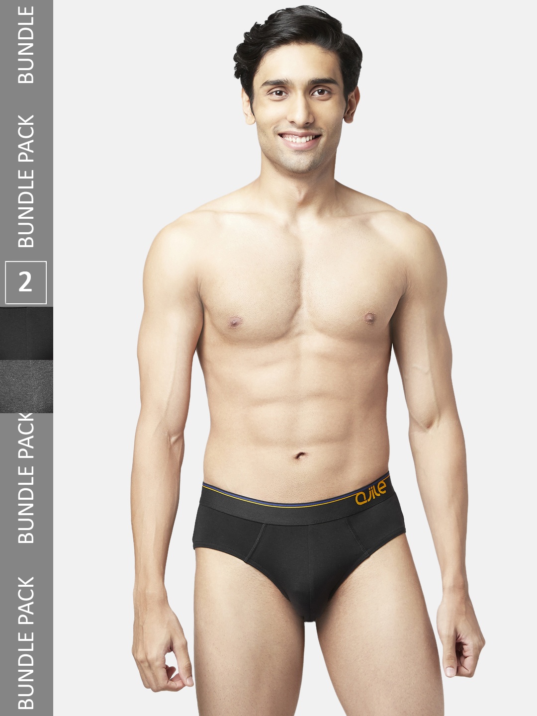 

Ajile by Pantaloons Men Pack Of 2 Black Basic Briefs 8905685389124