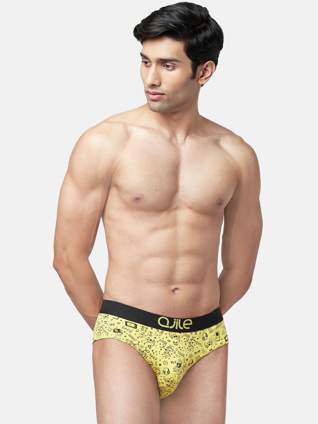 

Ajile by Pantaloons Men Yellow Printed Basic Briefs 8905685383467