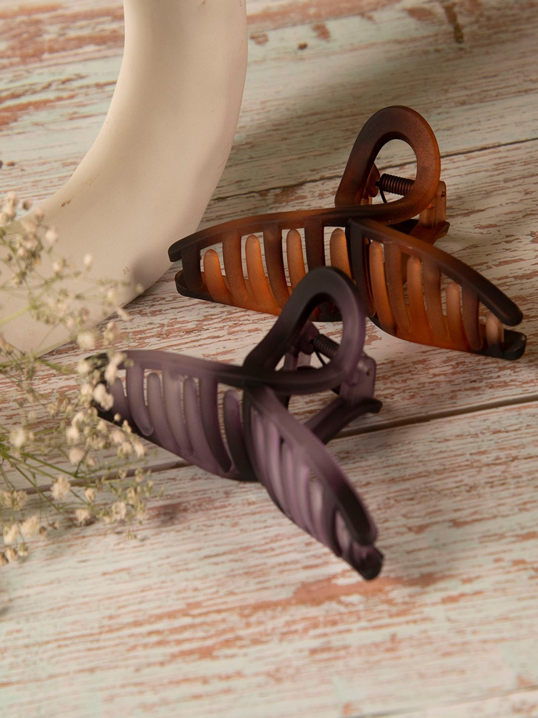 

Jewelz Women Purple & Brown Set of 2 Claw Clip