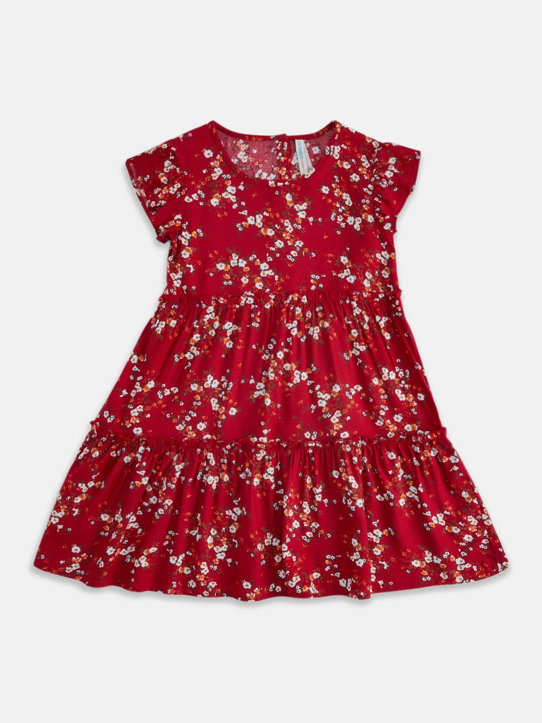 

Pantaloons Junior Girls Red & White Cotton Floral A-Line Dress