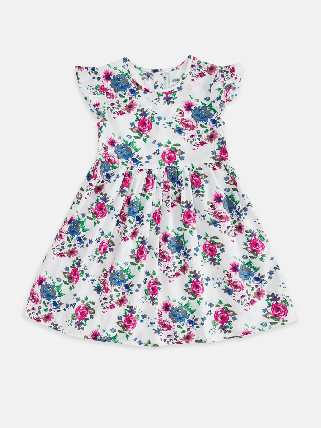 

Pantaloons Junior Girls White & Blue Cotton Floral Dress