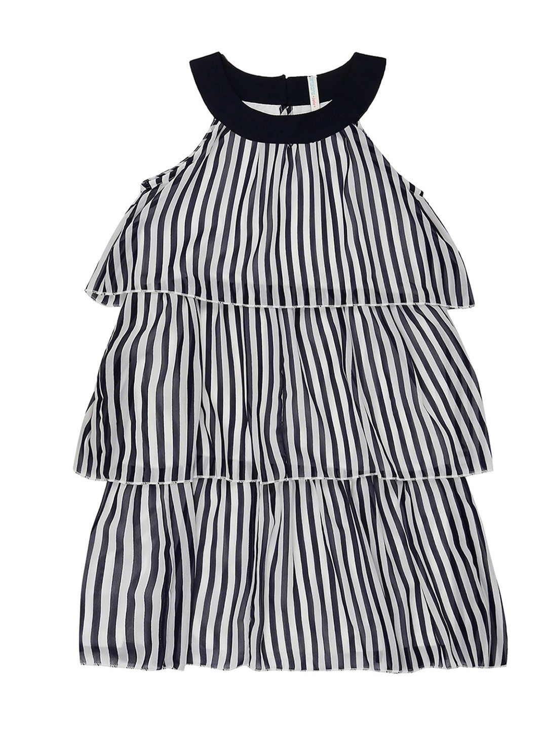 

Pantaloons Junior Black & White Striped A-Line Dress