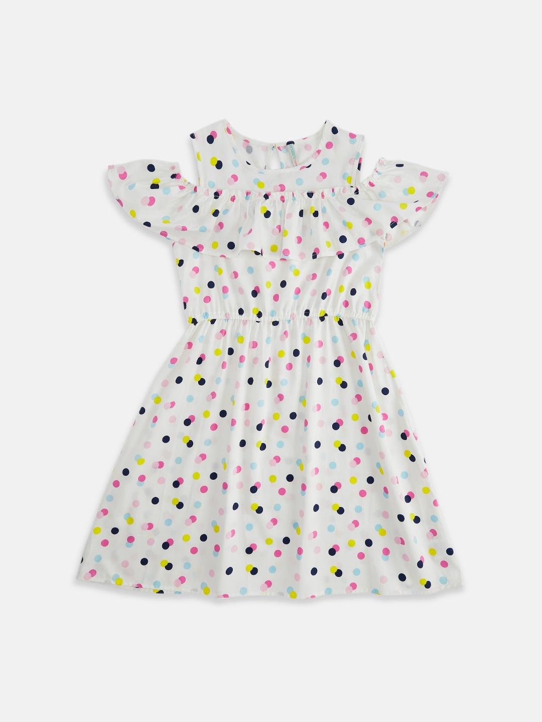 

Pantaloons Junior Girls Off White & Pink Cotton Dress