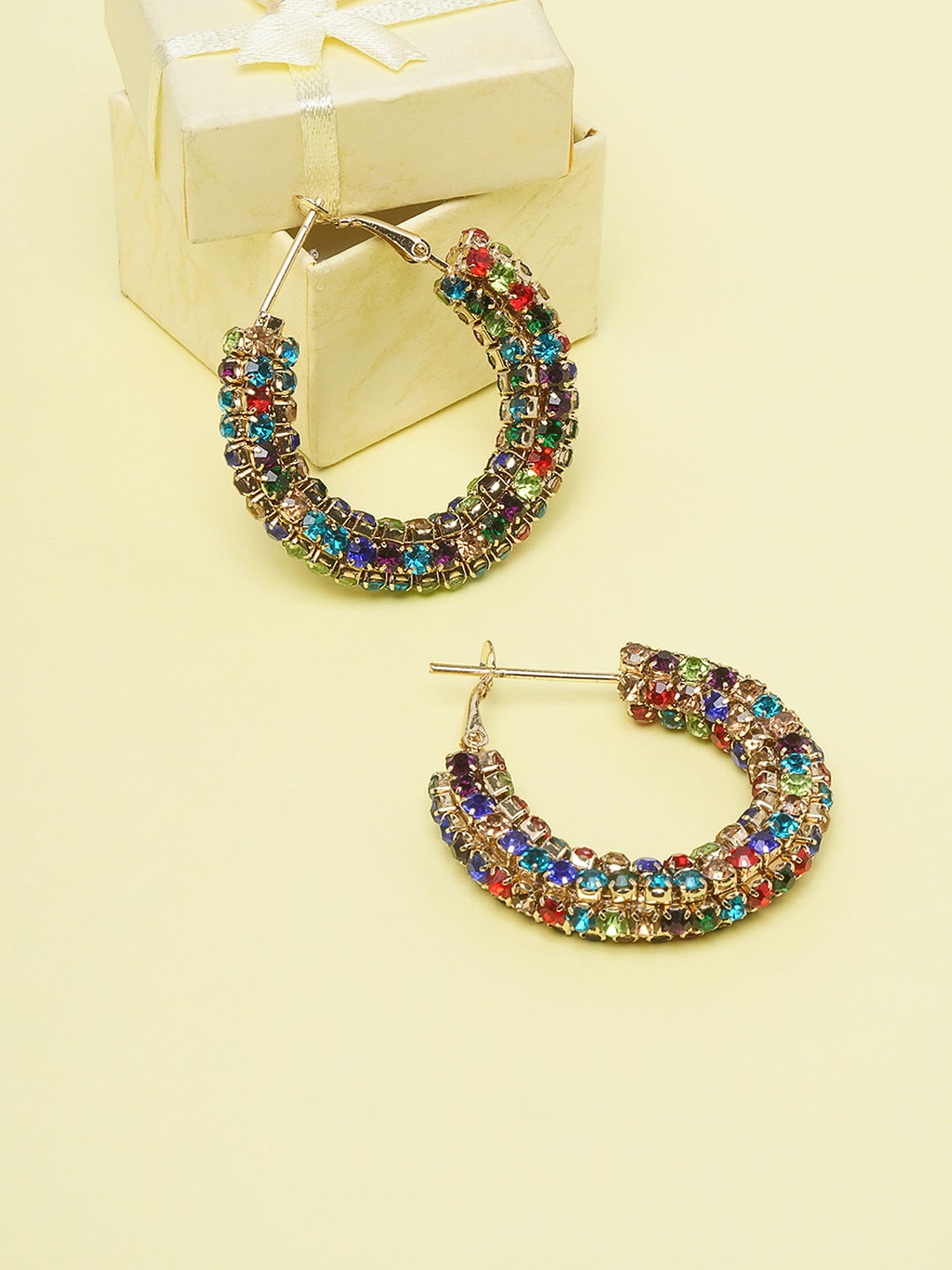 

DIVA WALK Blue & Red Circular Half Hoop Earrings