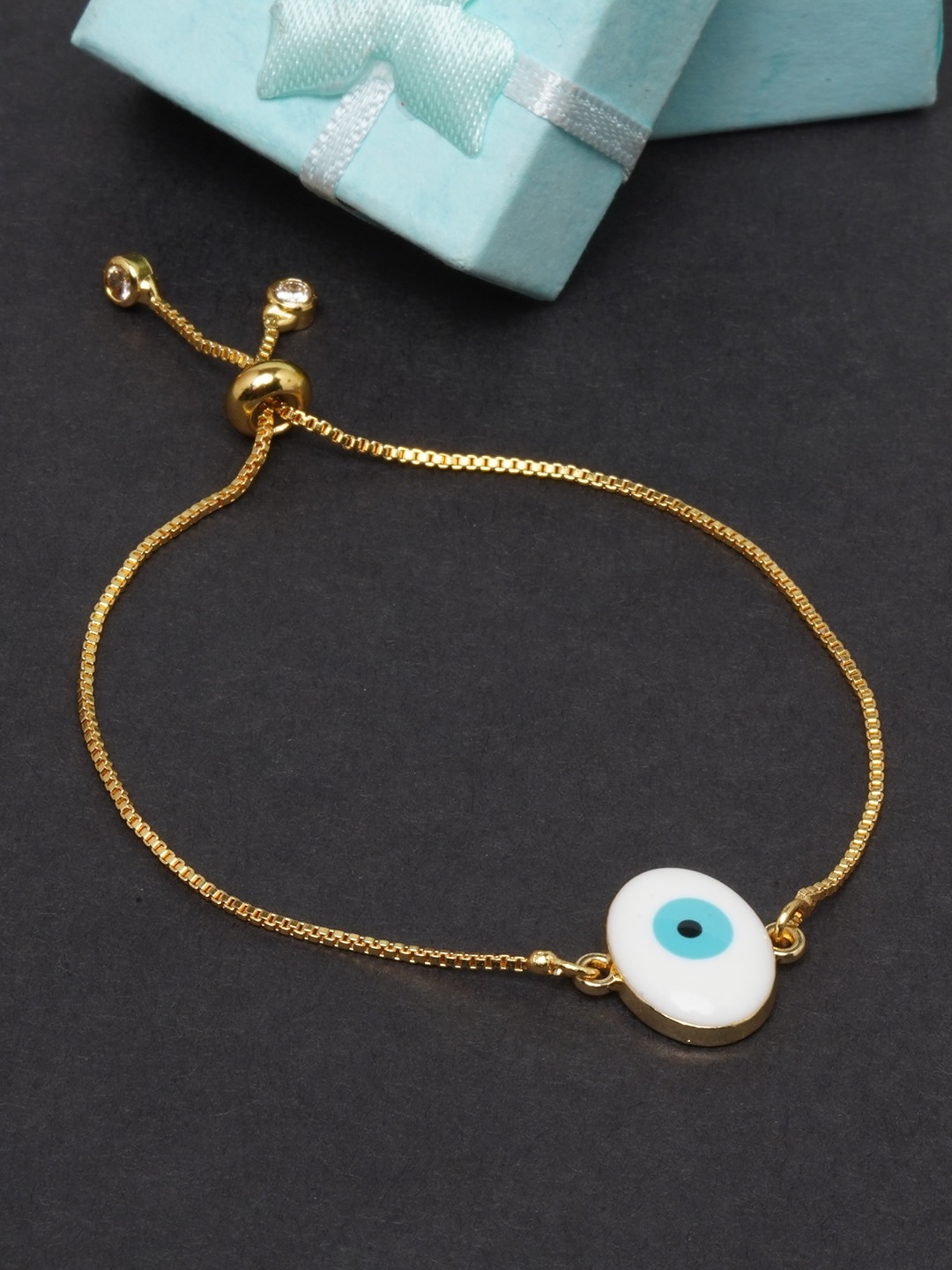 

DIVA WALK Women Gold-Toned & White Brass Gold-Plated Charm Bracelet