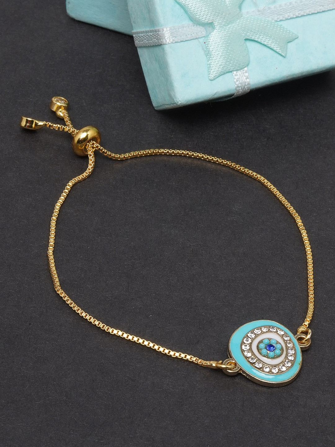 

DIVA WALK Women Gold-Toned & Blue Brass Gold-Plated Charm Bracelet