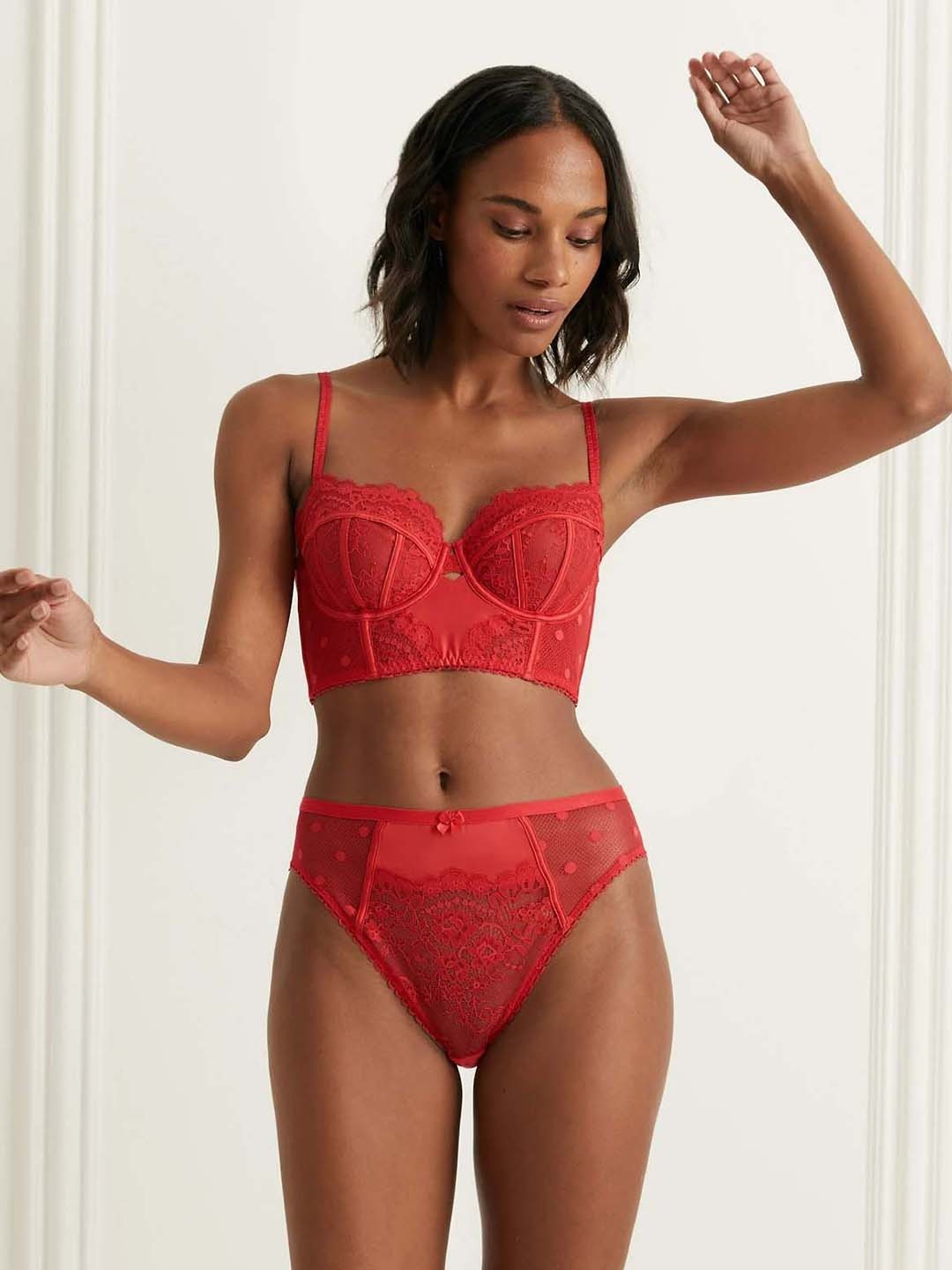 

Marks & Spencer Red Floral Underwired Lightly Padded Bra