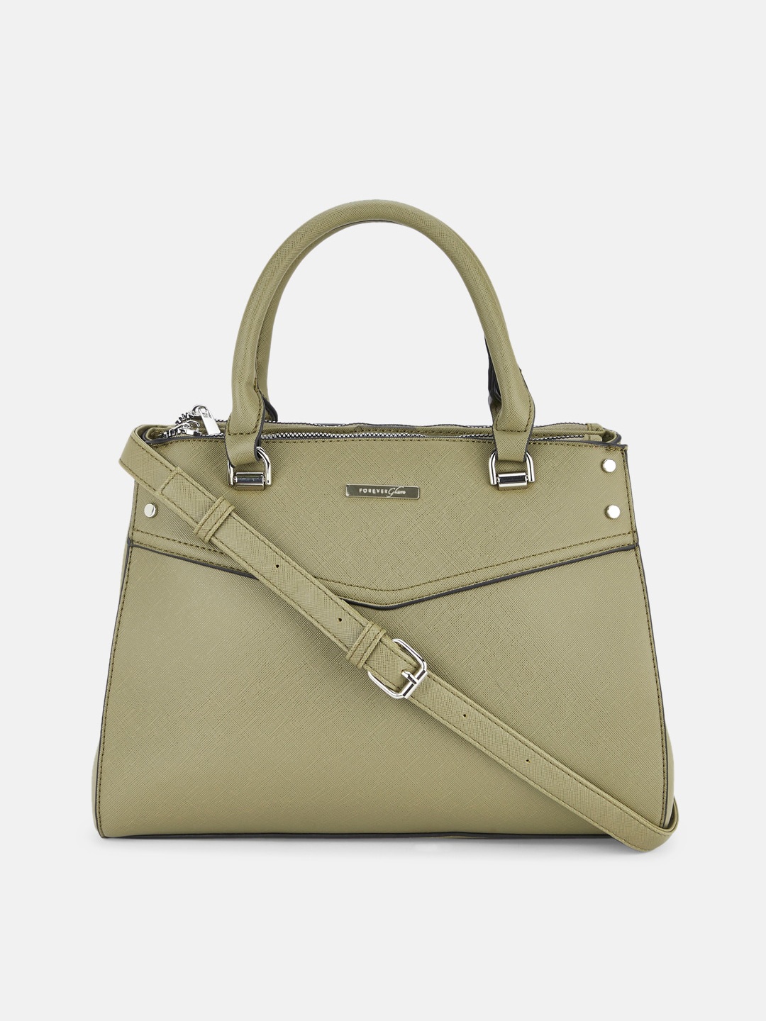 

Forever Glam by Pantaloons Green PU Structured Handheld Bag