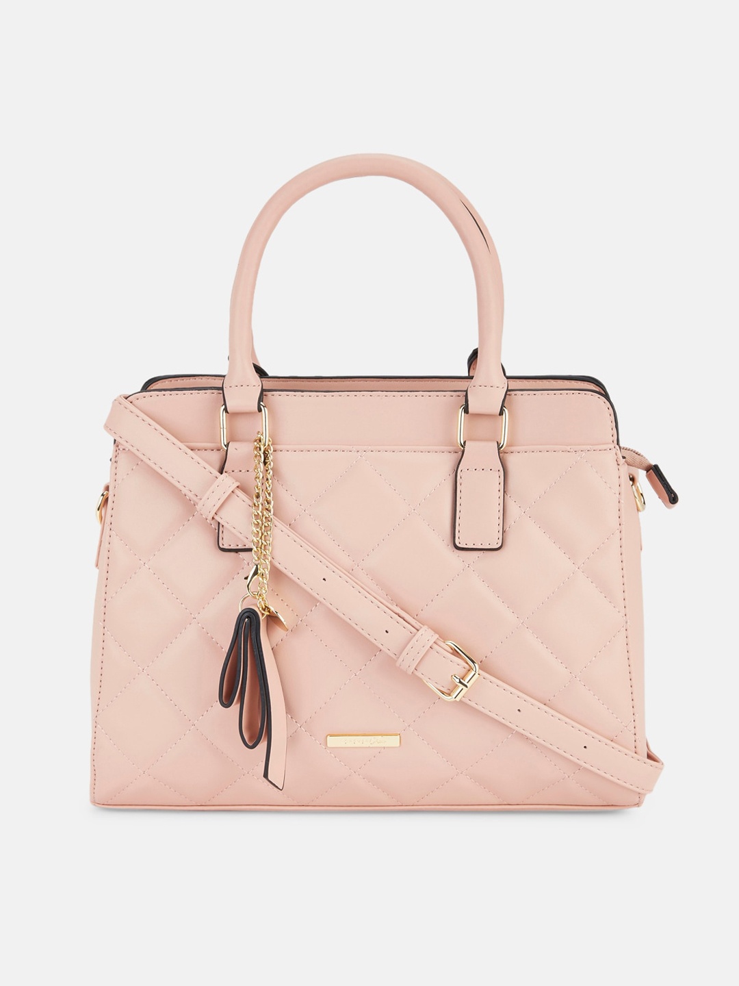 

Forever Glam by Pantaloons Pink Textured PU Structured Handheld Bag