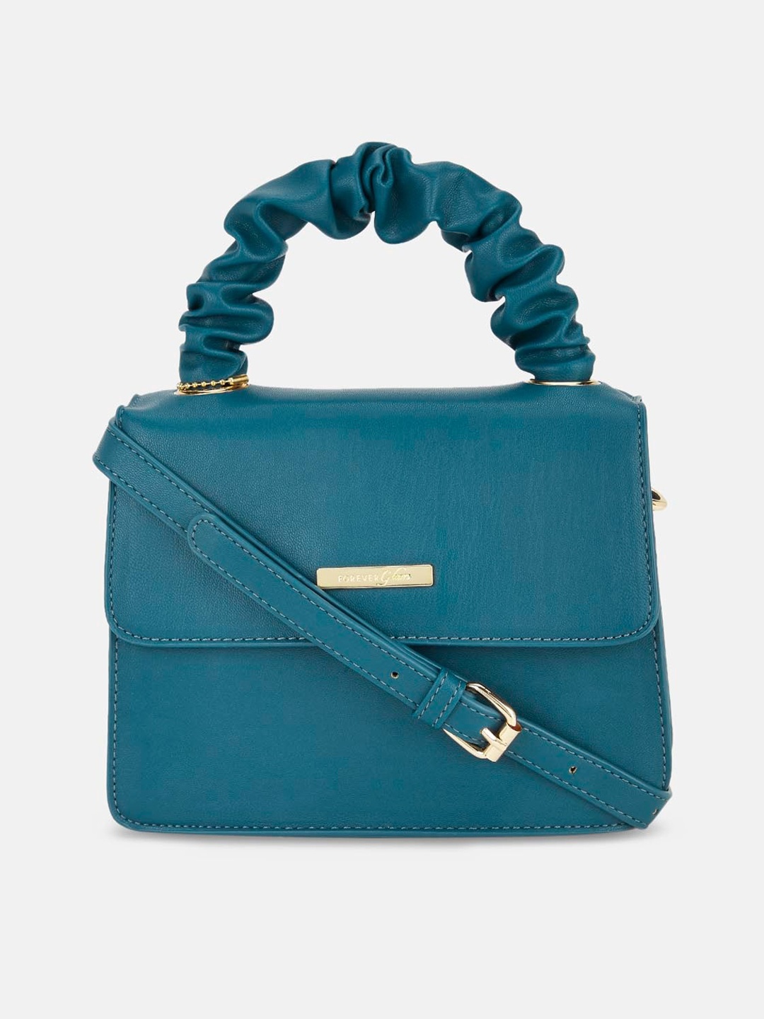 

Forever Glam by Pantaloons Teal PU Structured Satchel
