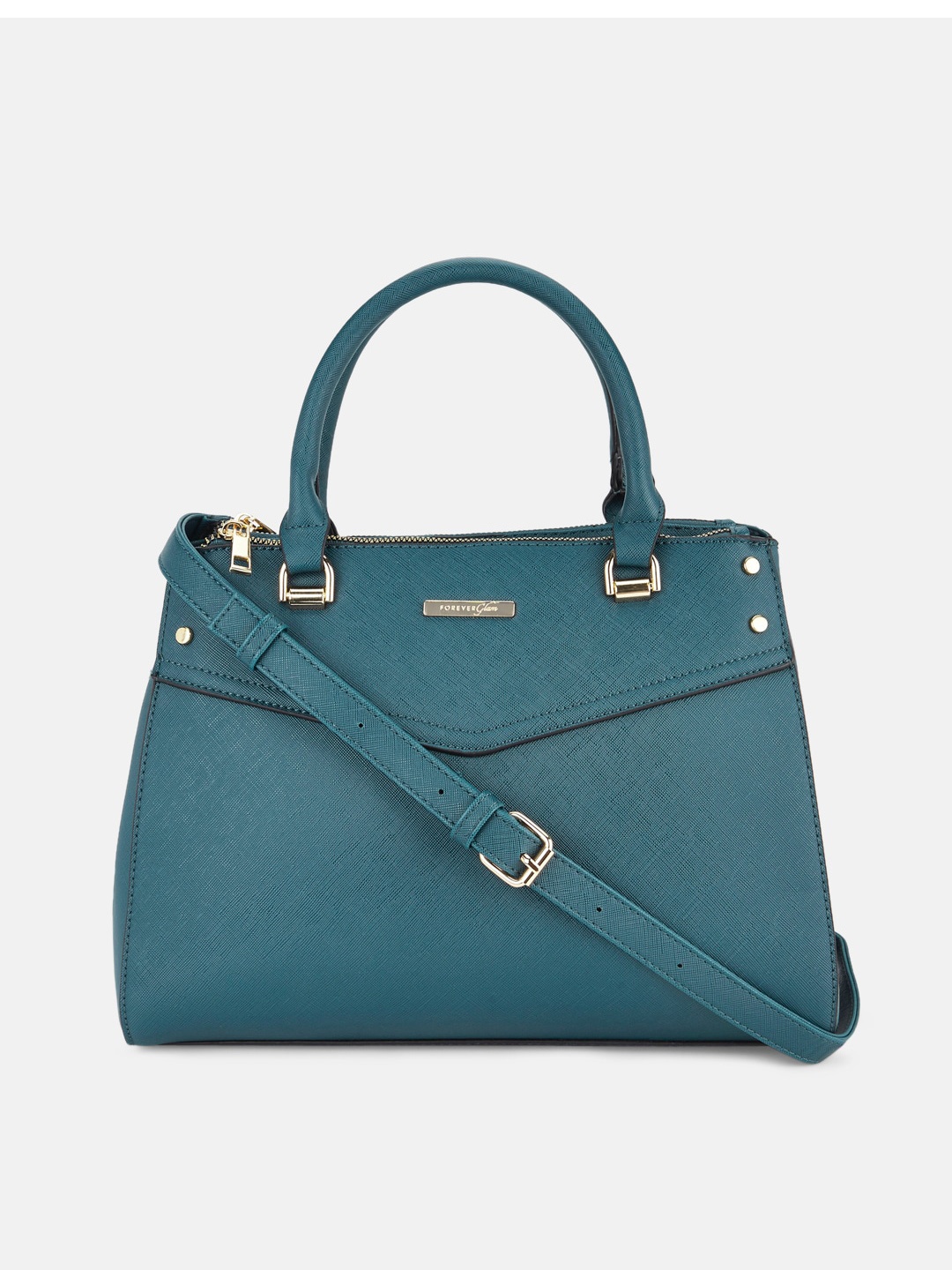

Forever Glam by Pantaloons Teal PU Structured Handheld Bag