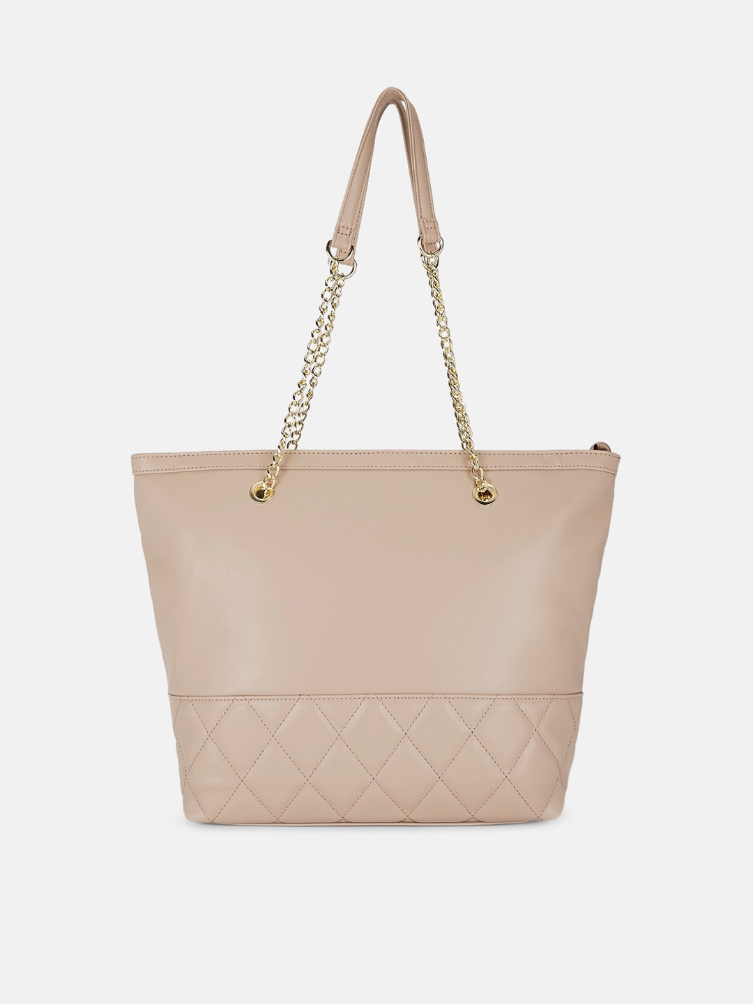 

Forever Glam by Pantaloons Taupe Leather Structured Shoulder Bag with Quilted