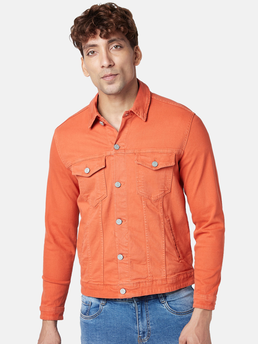 

People Men Orange Denim Jacket