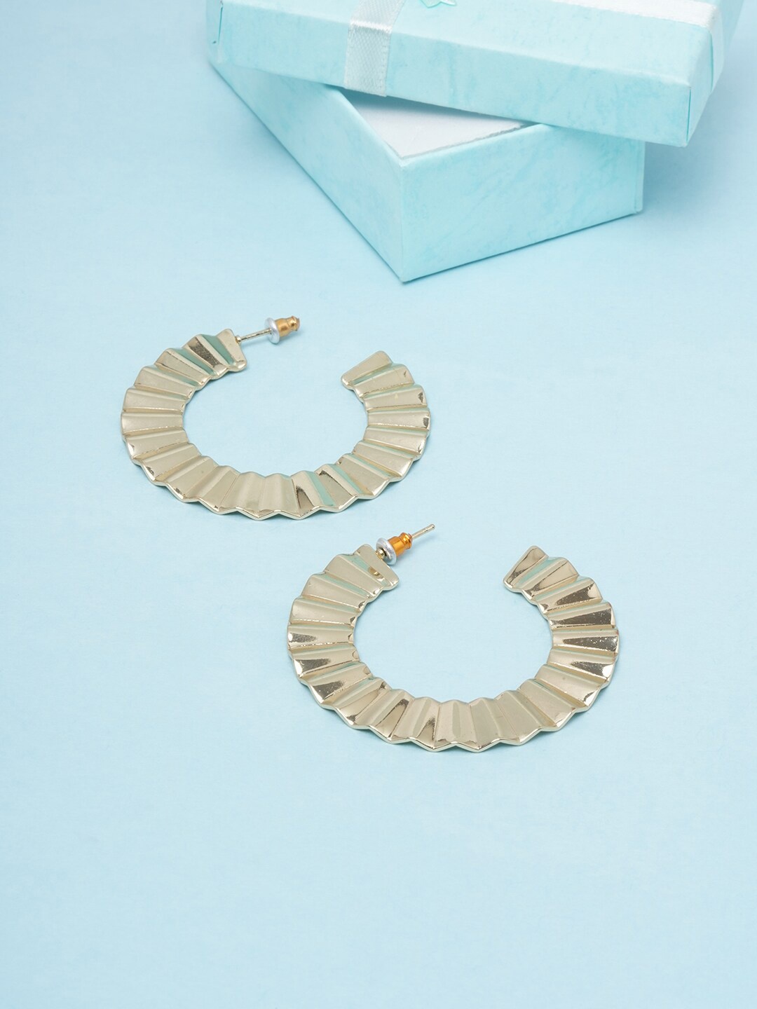 

DressBerry Gold-Plated Contemporary Half Hoop Earrings