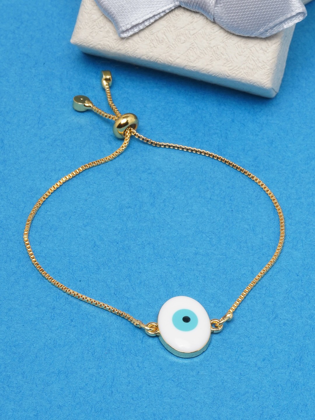 

DressBerry Women Gold-Toned & Blue Brass Handcrafted Gold-Plated Charm Bracelet
