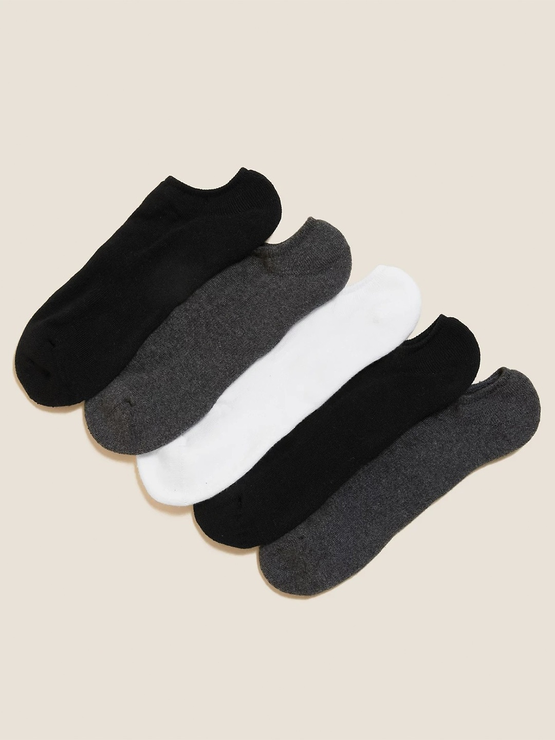 

Marks & Spencer Women Pack Of 5 Patterned Ankle-Length Cotton Socks, White