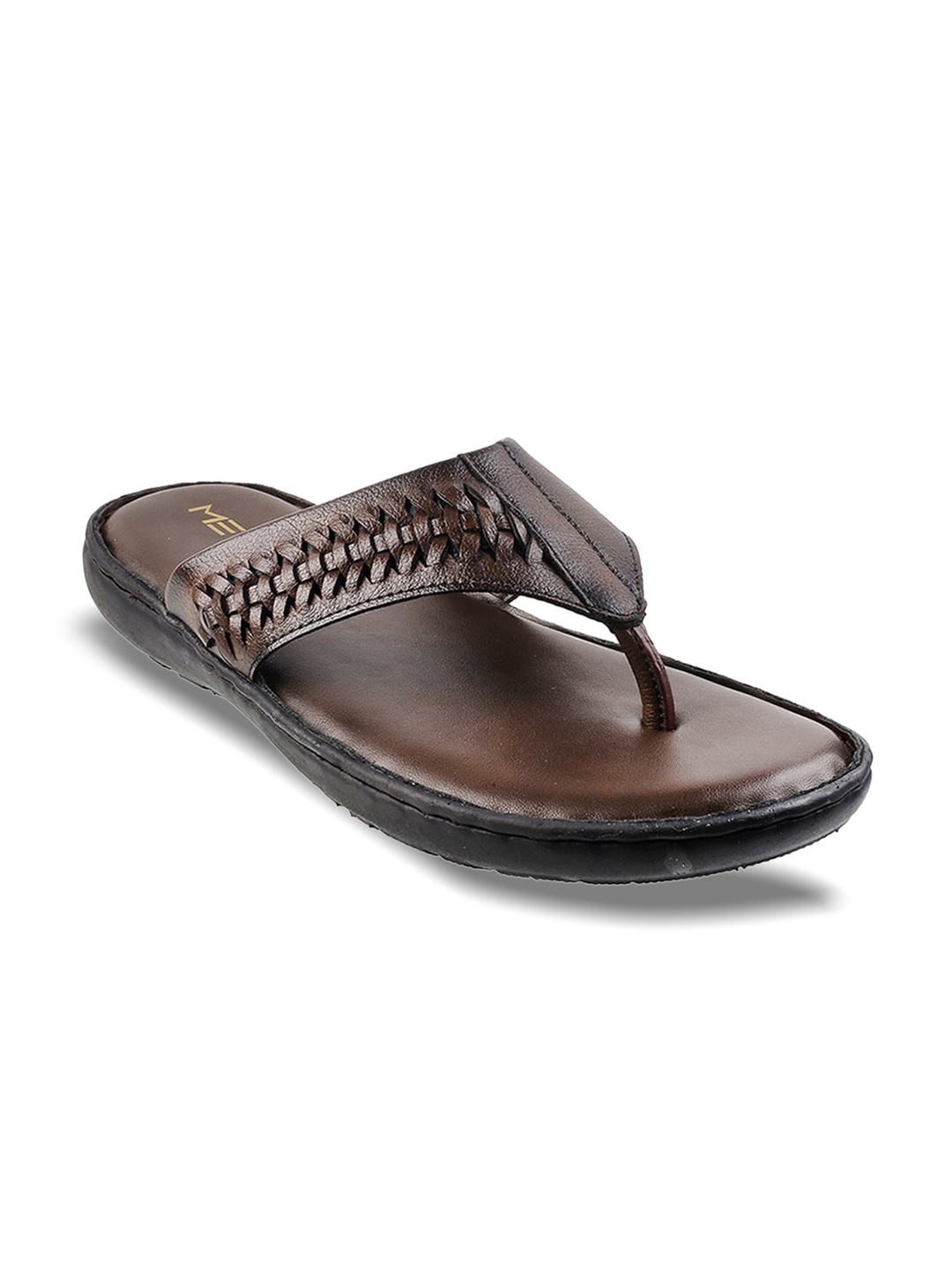 

Metro Men Brown Leather Comfort Sandals
