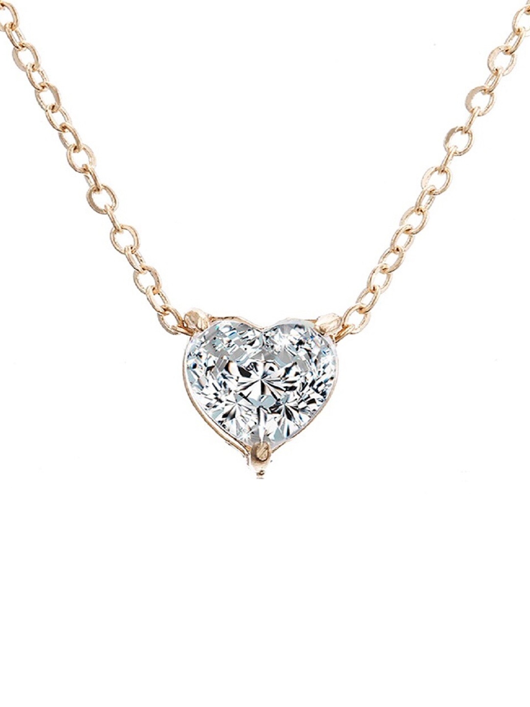 

OOMPH White CZ-Studded Gold-Toned Pendant With Chain