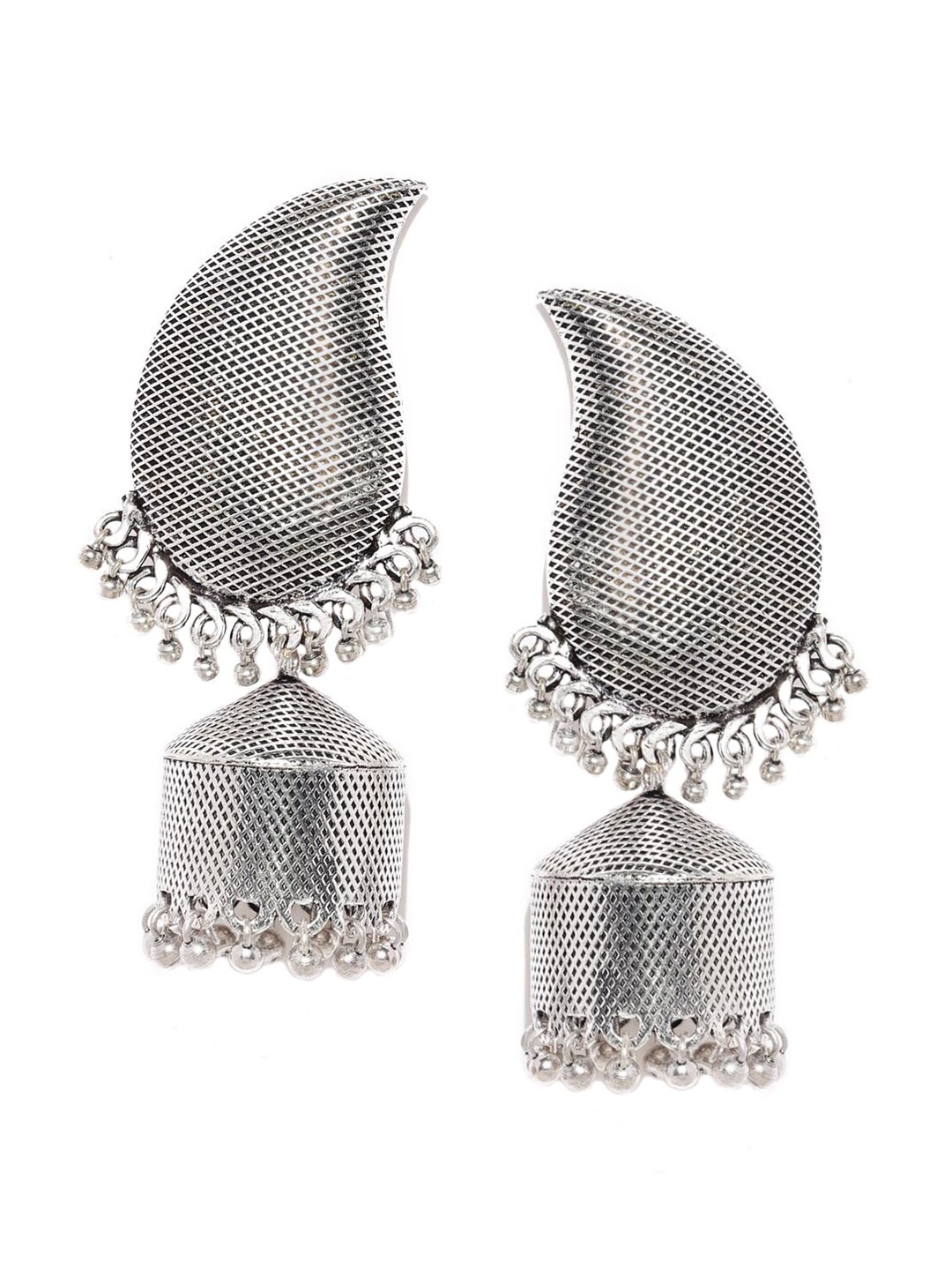 

OOMPH Silver-Toned Contemporary Drop Earrings