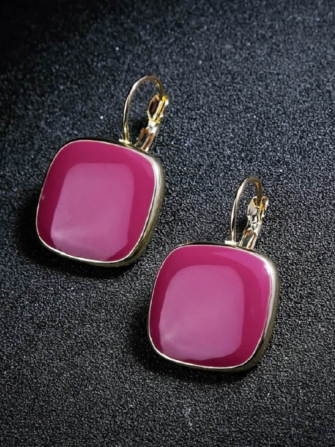 

OOMPH Pink & Gold-Toned Square Drop Earrings