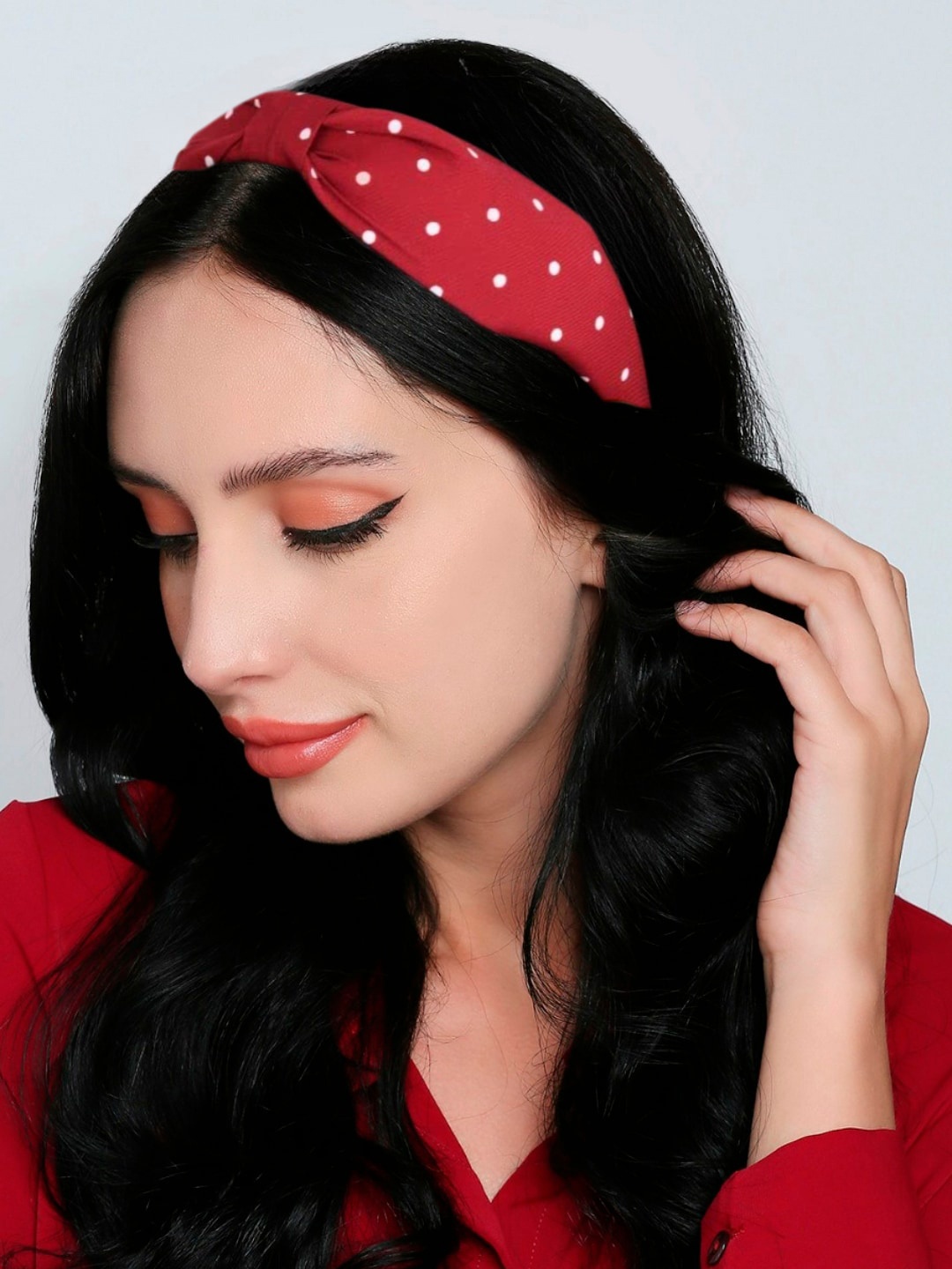 

OOMPH Women Maroon & White Polka Dots Print Hairband