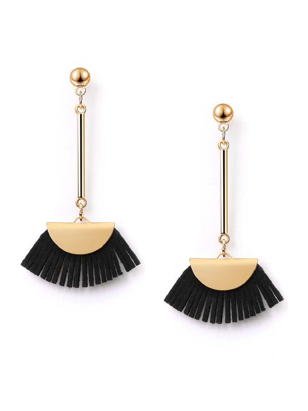 

OOMPH Gold-Toned & Black Tasselled Drop Earrings