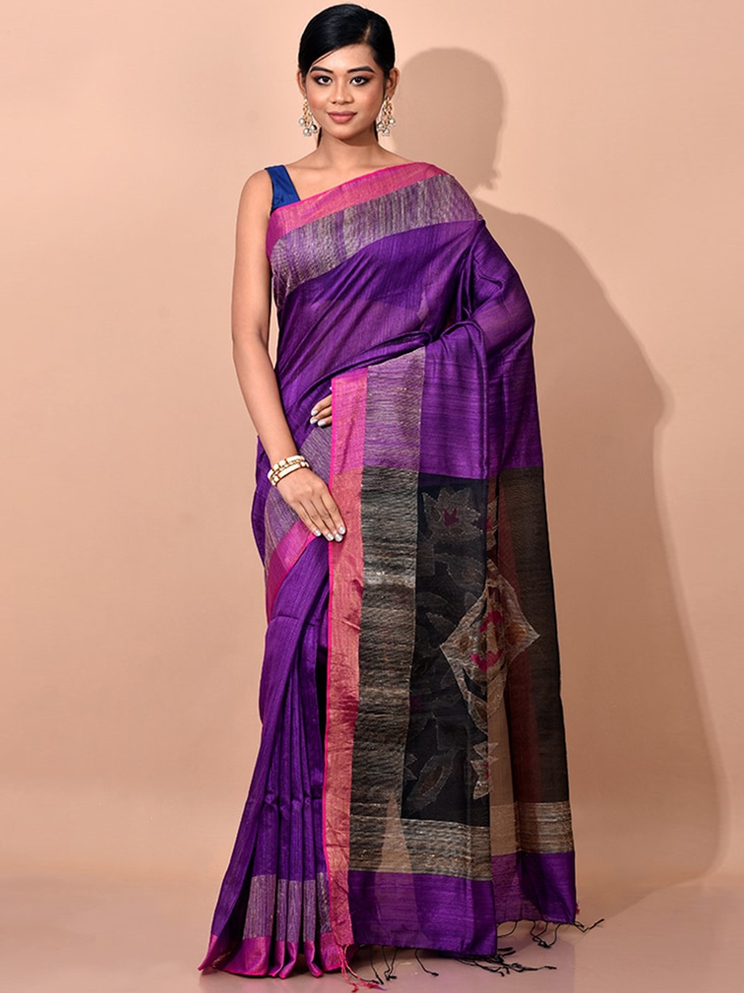 

AllSilks Purple & Pink Zari Pure Silk Saree