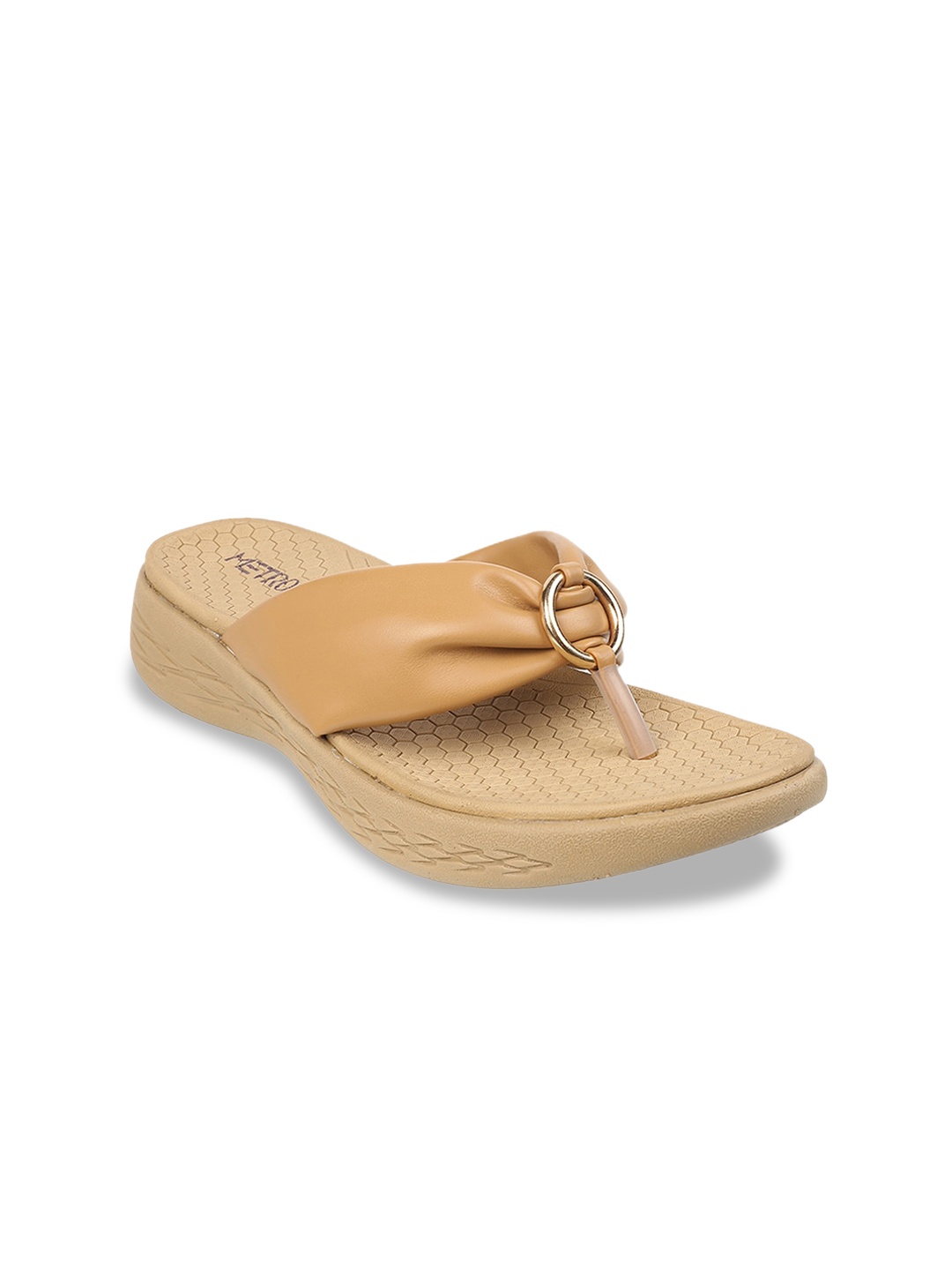

Metro Women Beige Colourblocked Open Toe Flats