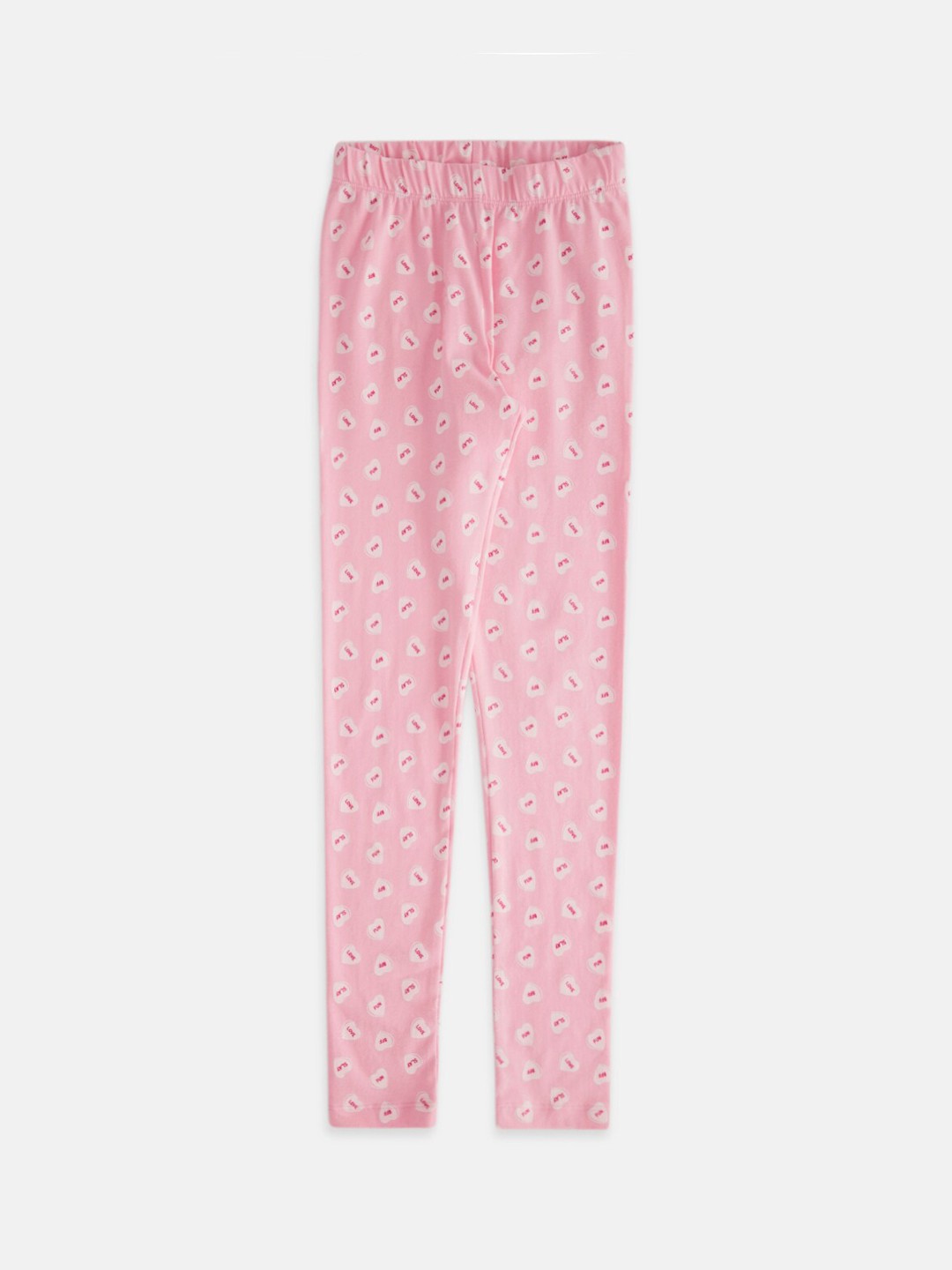 

Pantaloons Junior Girls Pink & White Printed Cotton Churidar-Length Leggings