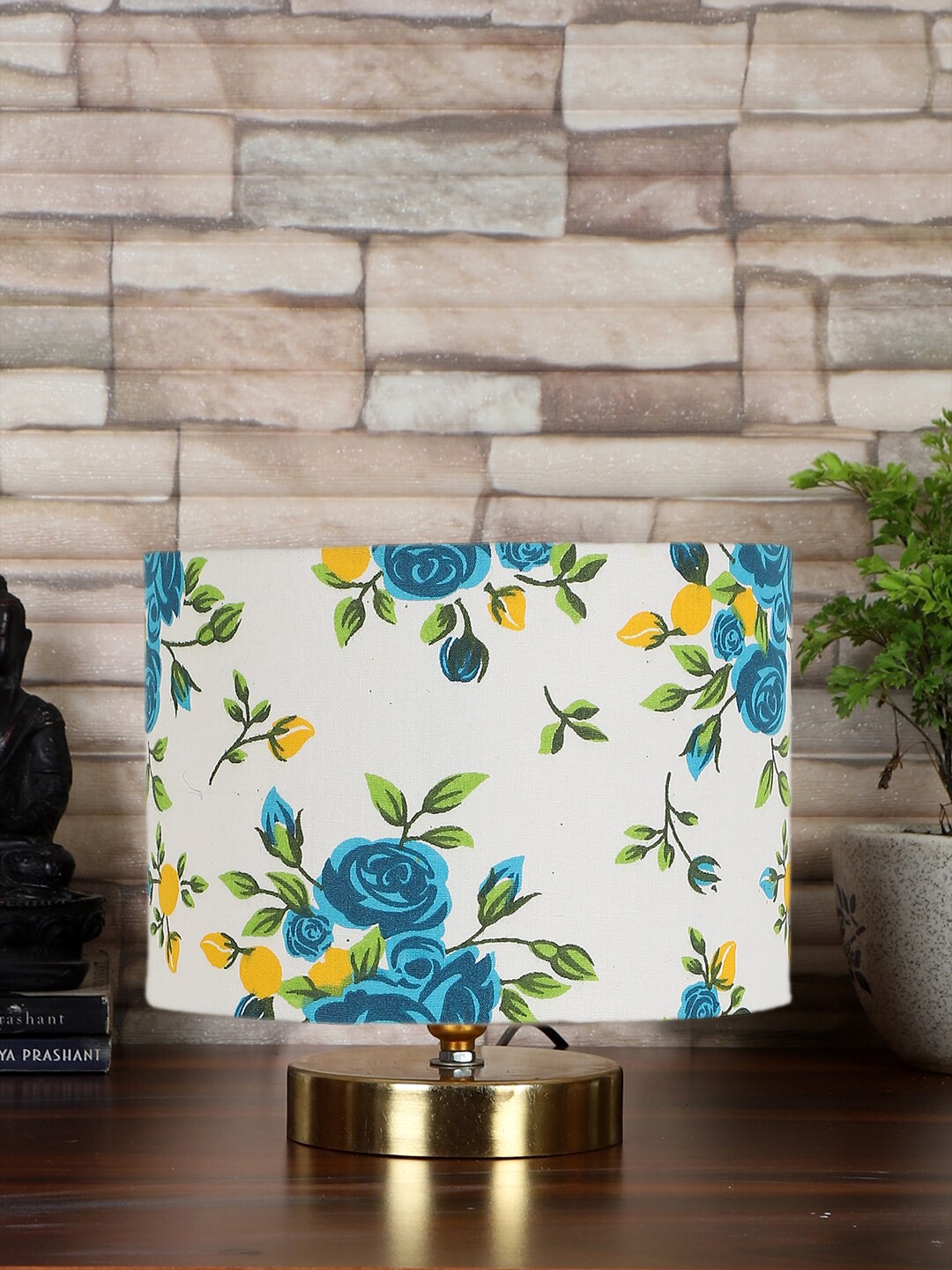 

Devansh White & Blue Printed Cylindrical Table Lamp