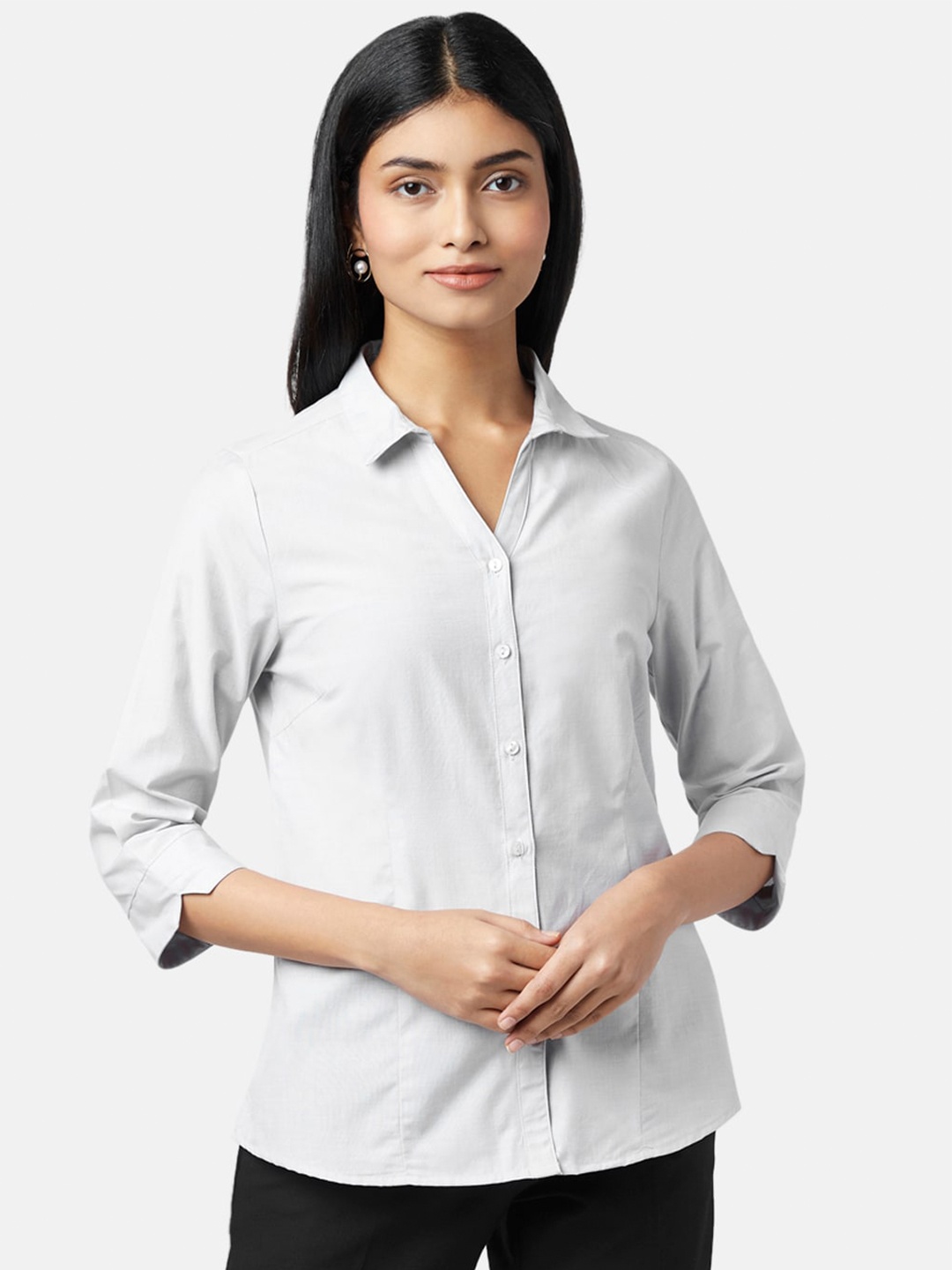 

Annabelle by Pantaloons Women Grey Formal Shirt