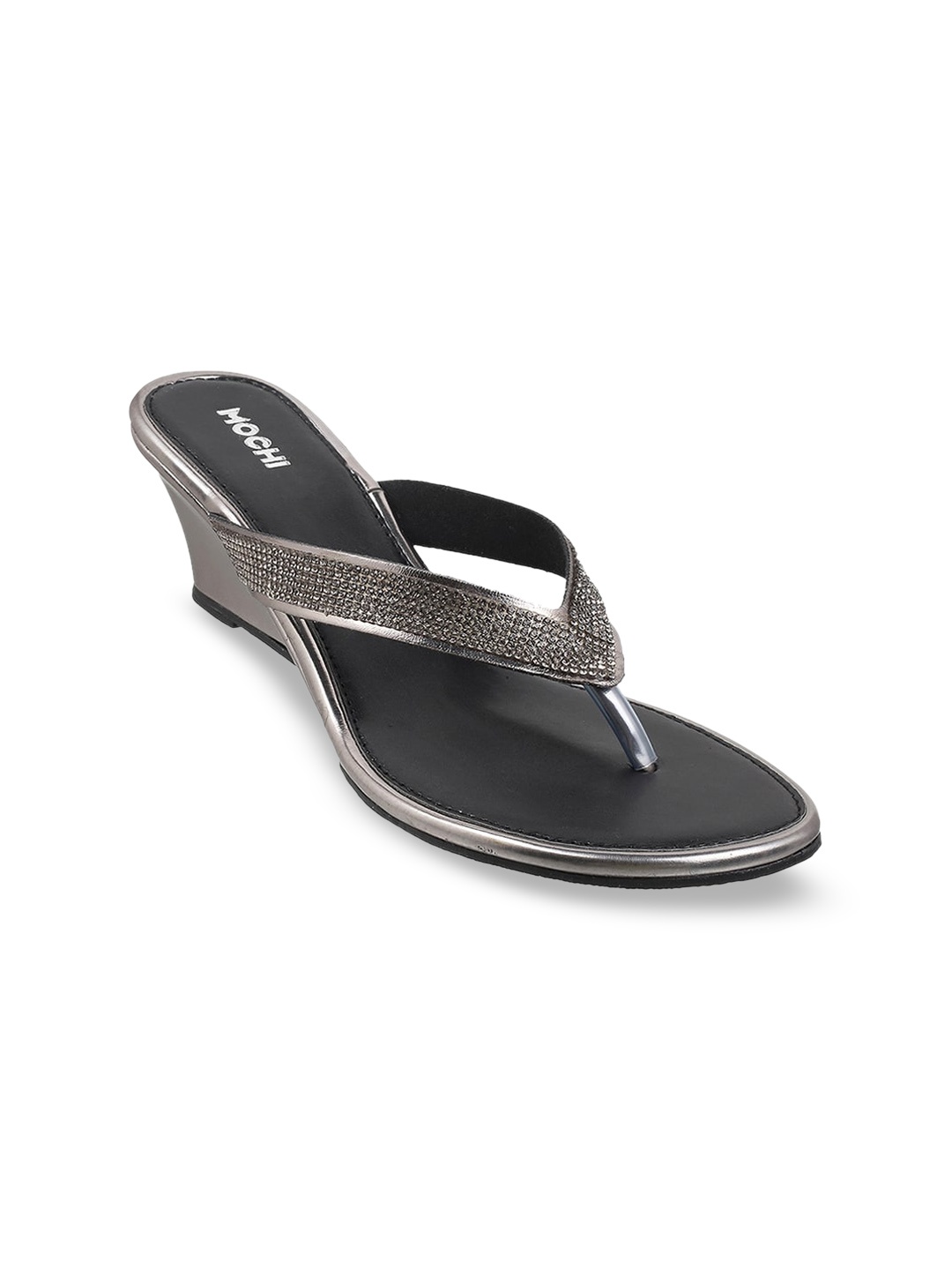 

Mochi Grey Embellished Wedge Heels