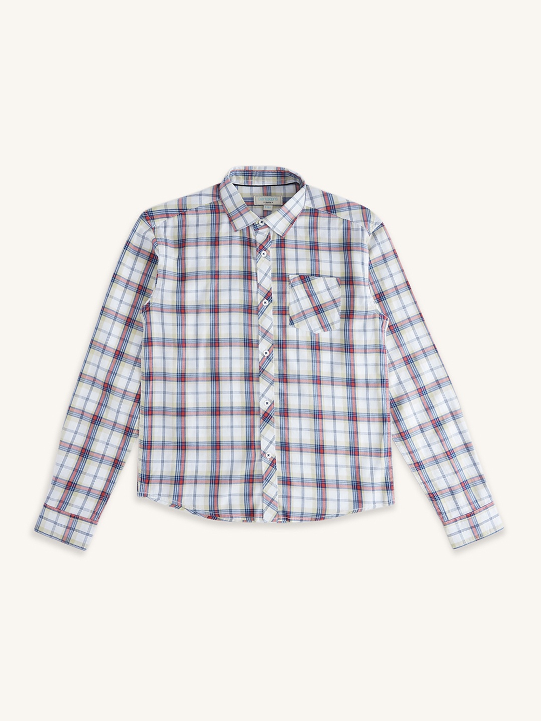 

Pantaloons Junior Boys Off White Tartan Checked Cotton Casual Shirt