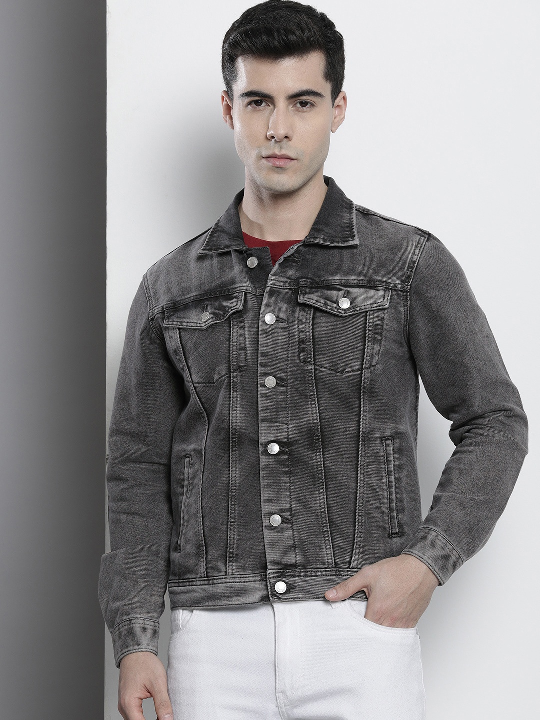 

The Indian Garage Co Men Grey Denim Jacket