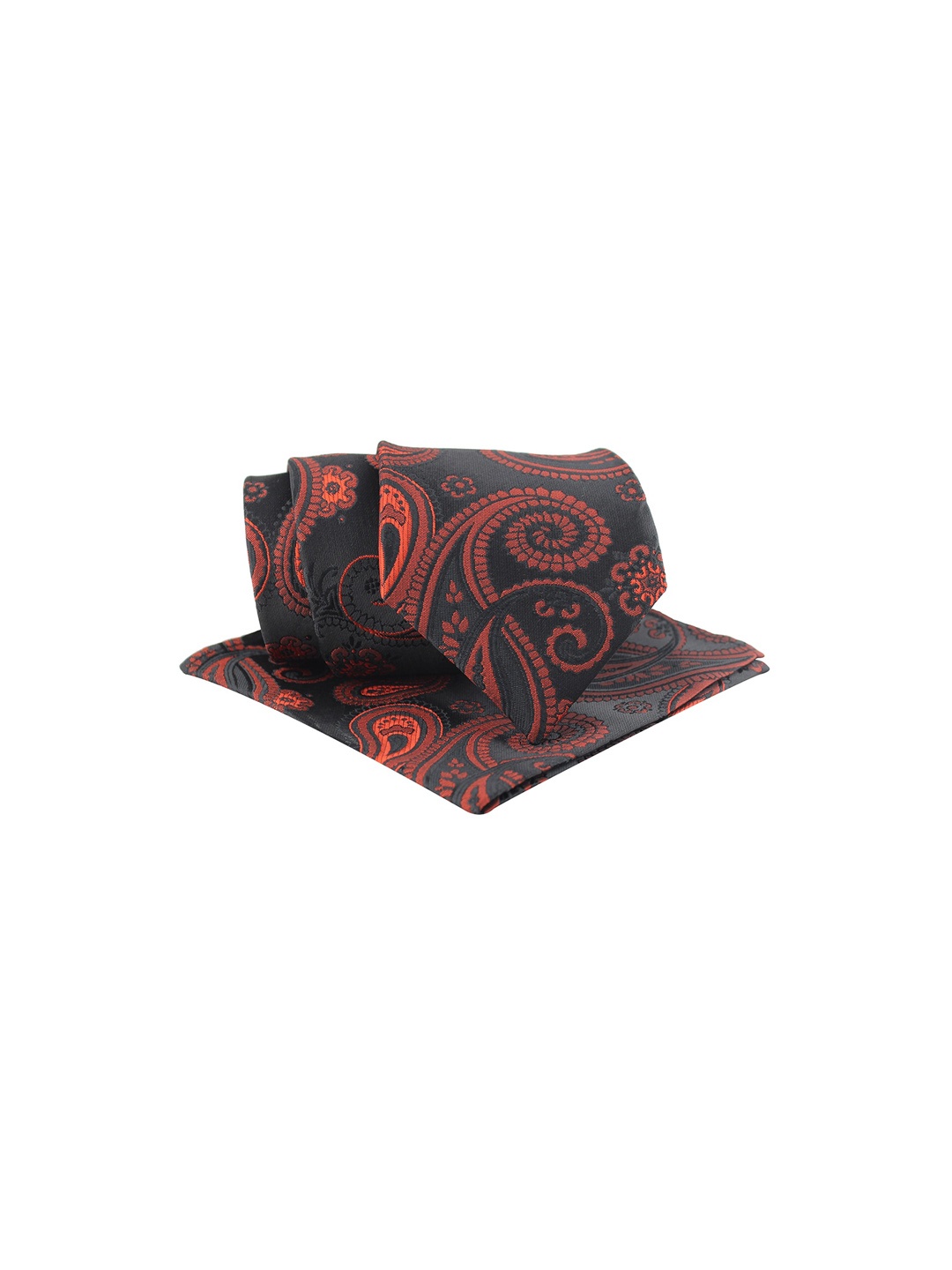 

KOVOVE The Royal Black & Red Paisley Woven Design Tie Accessory Gift Set