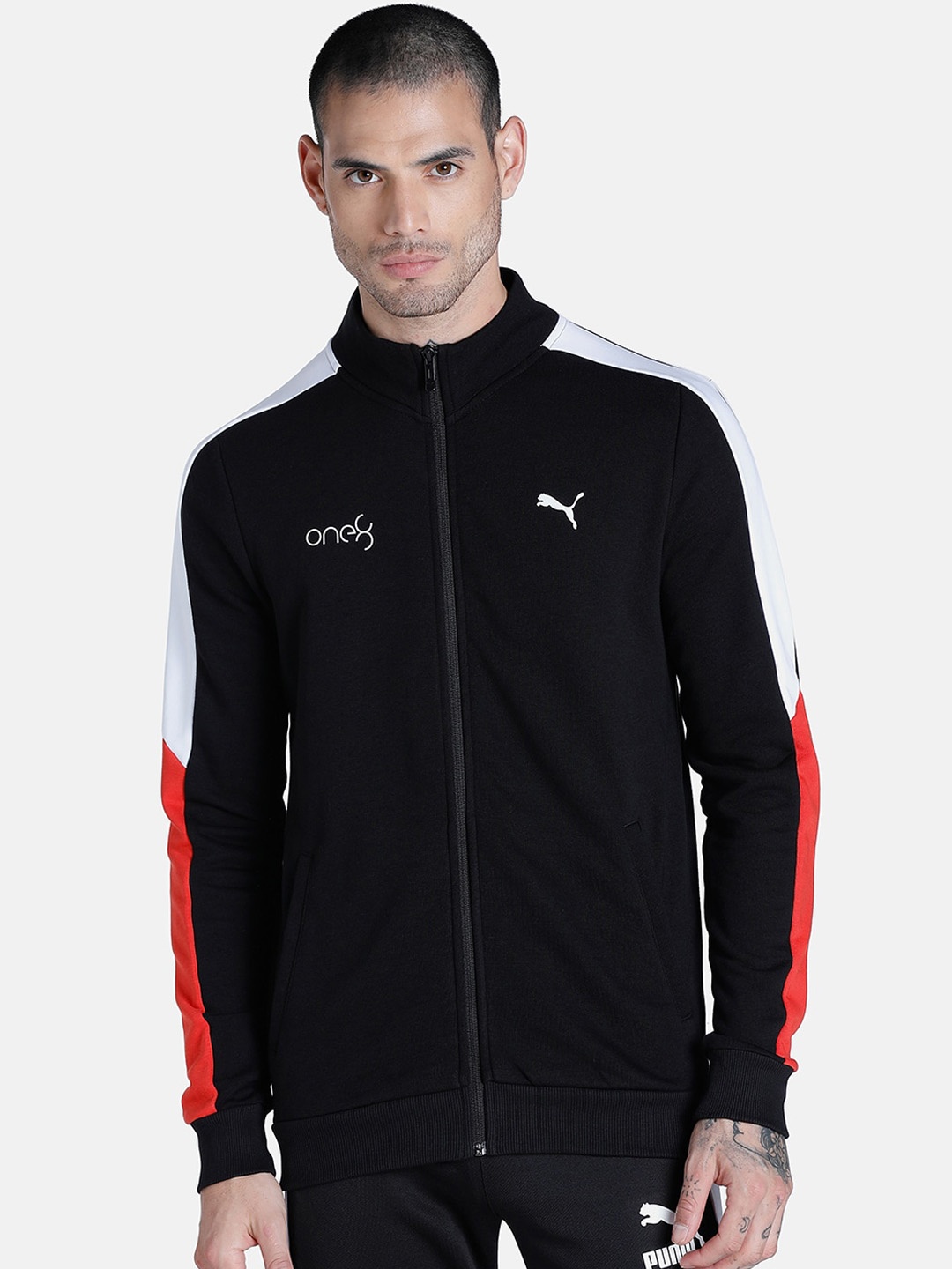 

one8 x PUMA Men Black White Colourblocked Outdoor Sporty Jacket