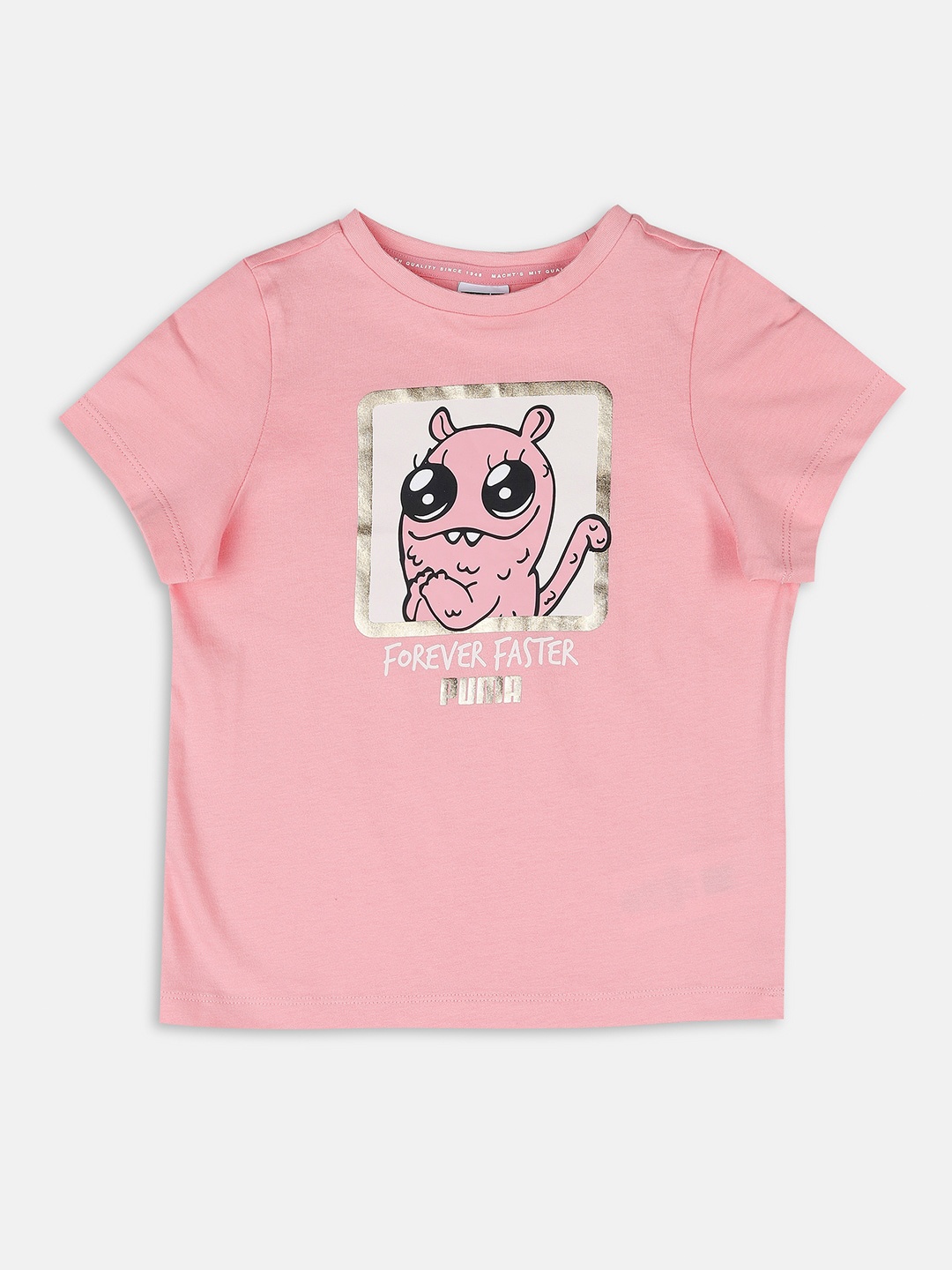 

Puma Kids Pink Monster Tee Printed Cotton T-shirt