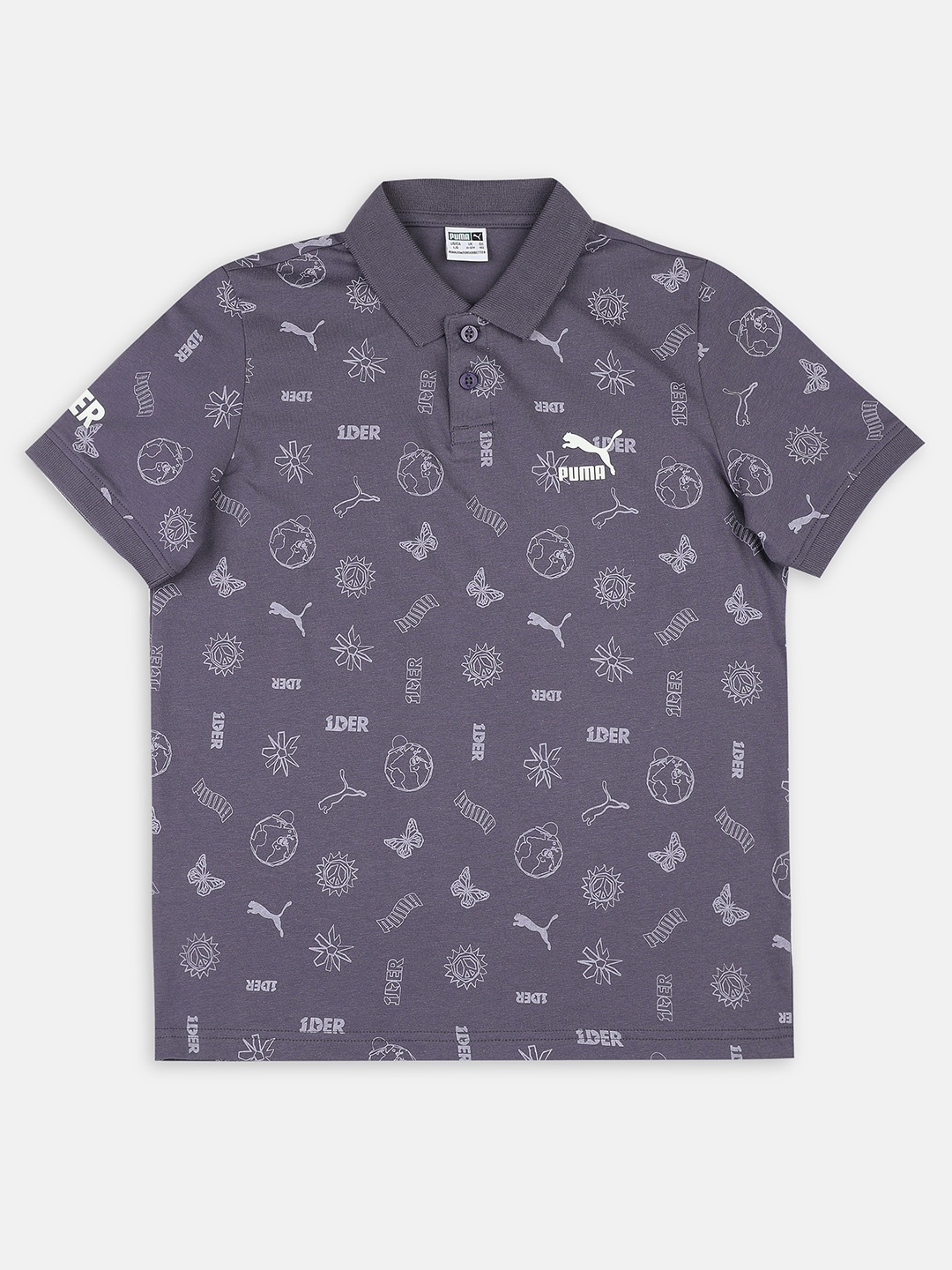 

Puma Kids Mauve 1Der Kl Rahul Youth Aop Polo Collar Printed Cotton Regular Fit T-shirt