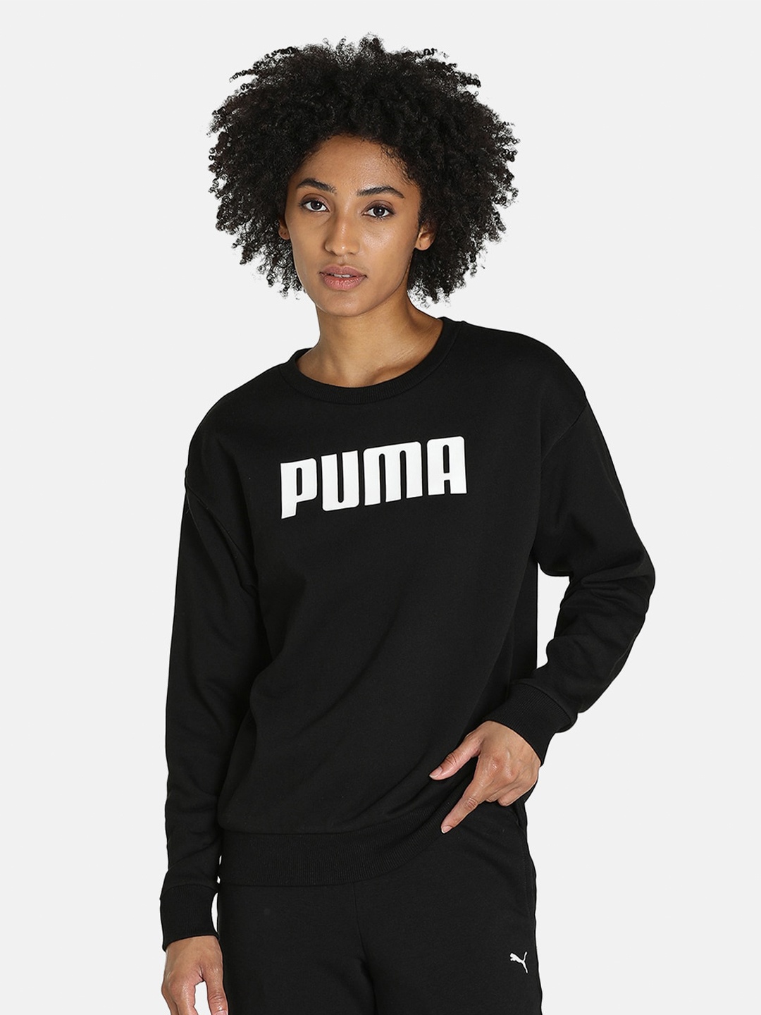 

Puma Women Black Essentials Pique Printed Cotton T-shirt