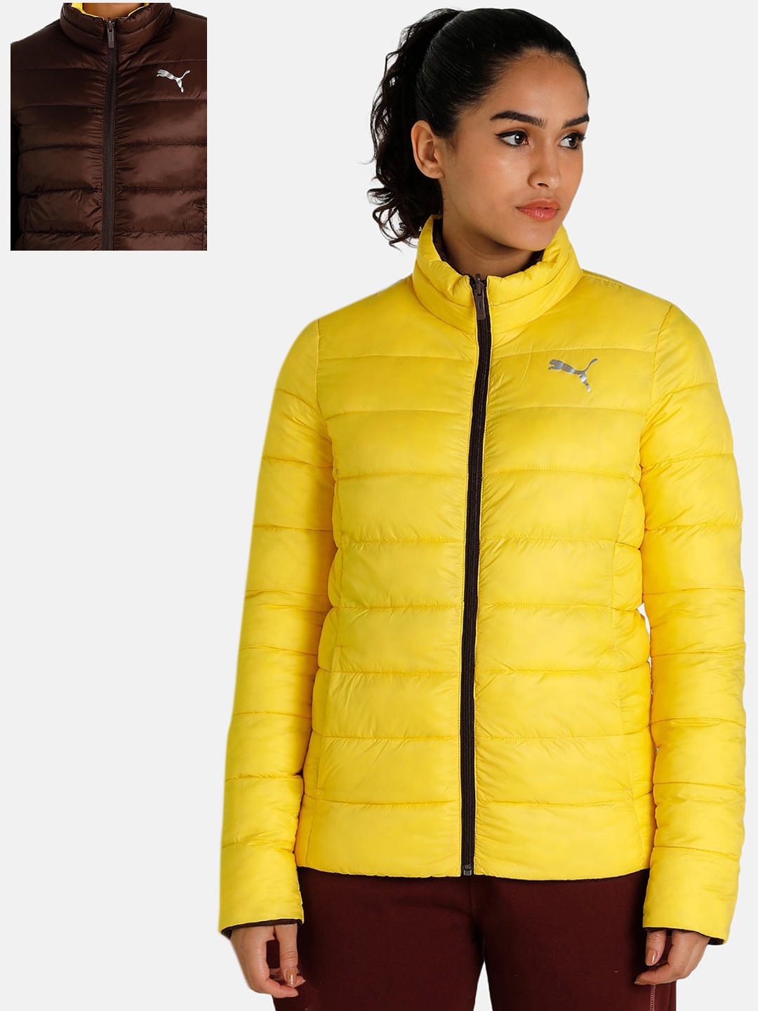 

Puma Women Brown Yellow Outdoor Puffer Jacket