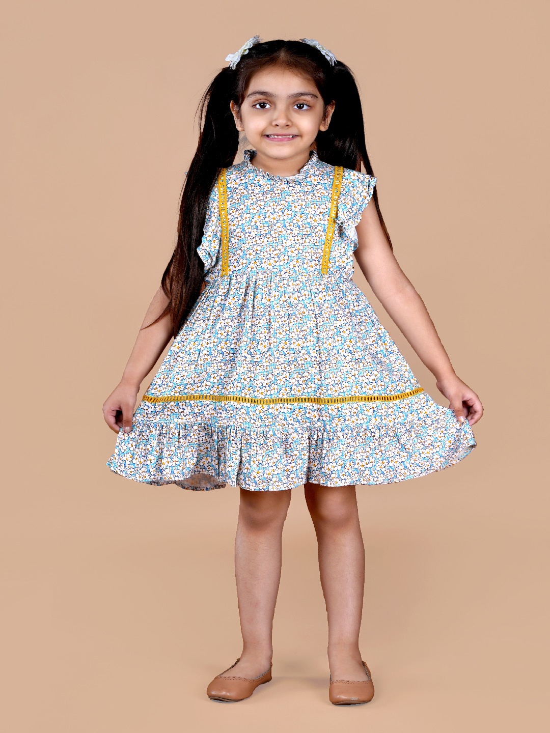 

Beyabella Blue Floral A-Line Dress