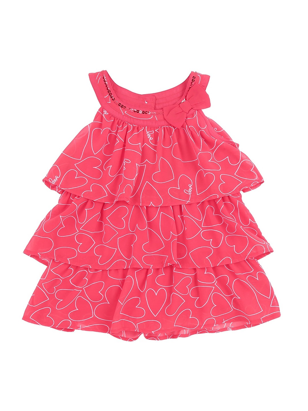 

Pantaloons Junior Girls Red Conversational Print Tiered Top