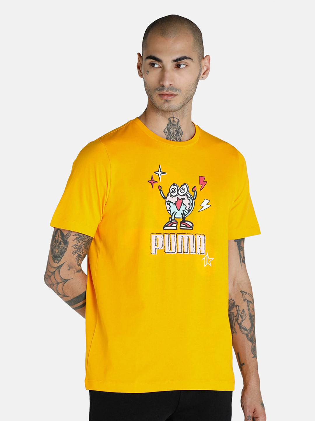 

Puma Men Yellow 1Der Printed Cotton T-shirt