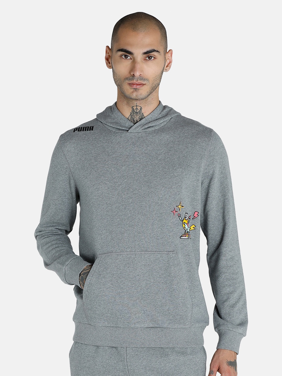 

Puma x 1DER Men Grey Hooded Cotton Sweatshirt