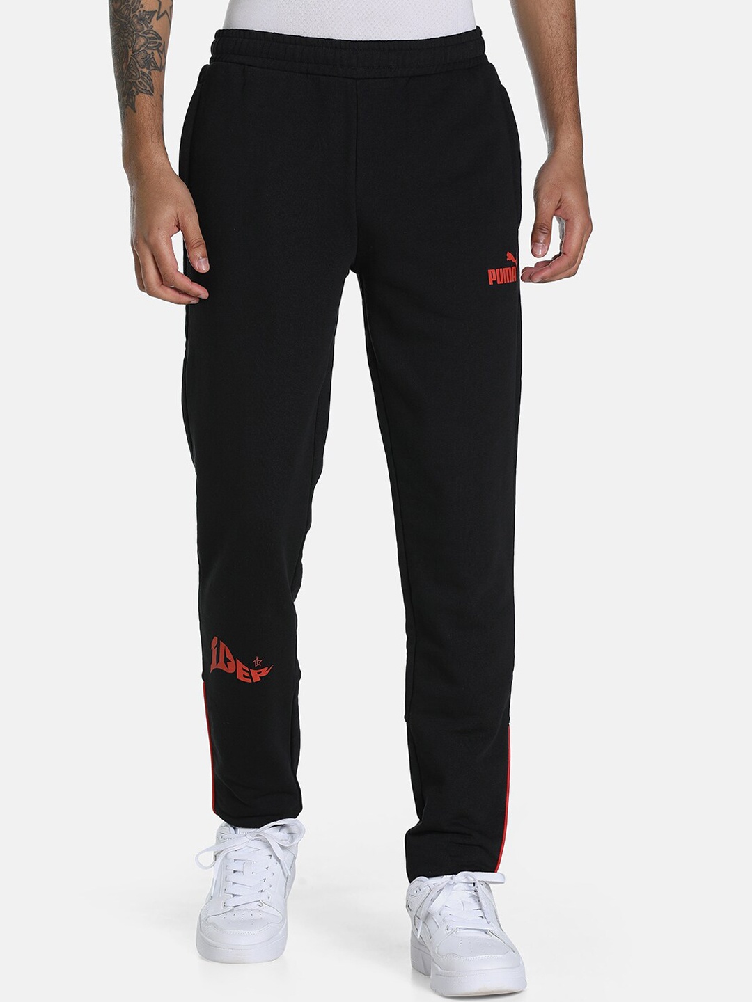 

Puma Men Black PUMA x 1DER KL Rahul Grunge Logo Slim Fit Track Pants