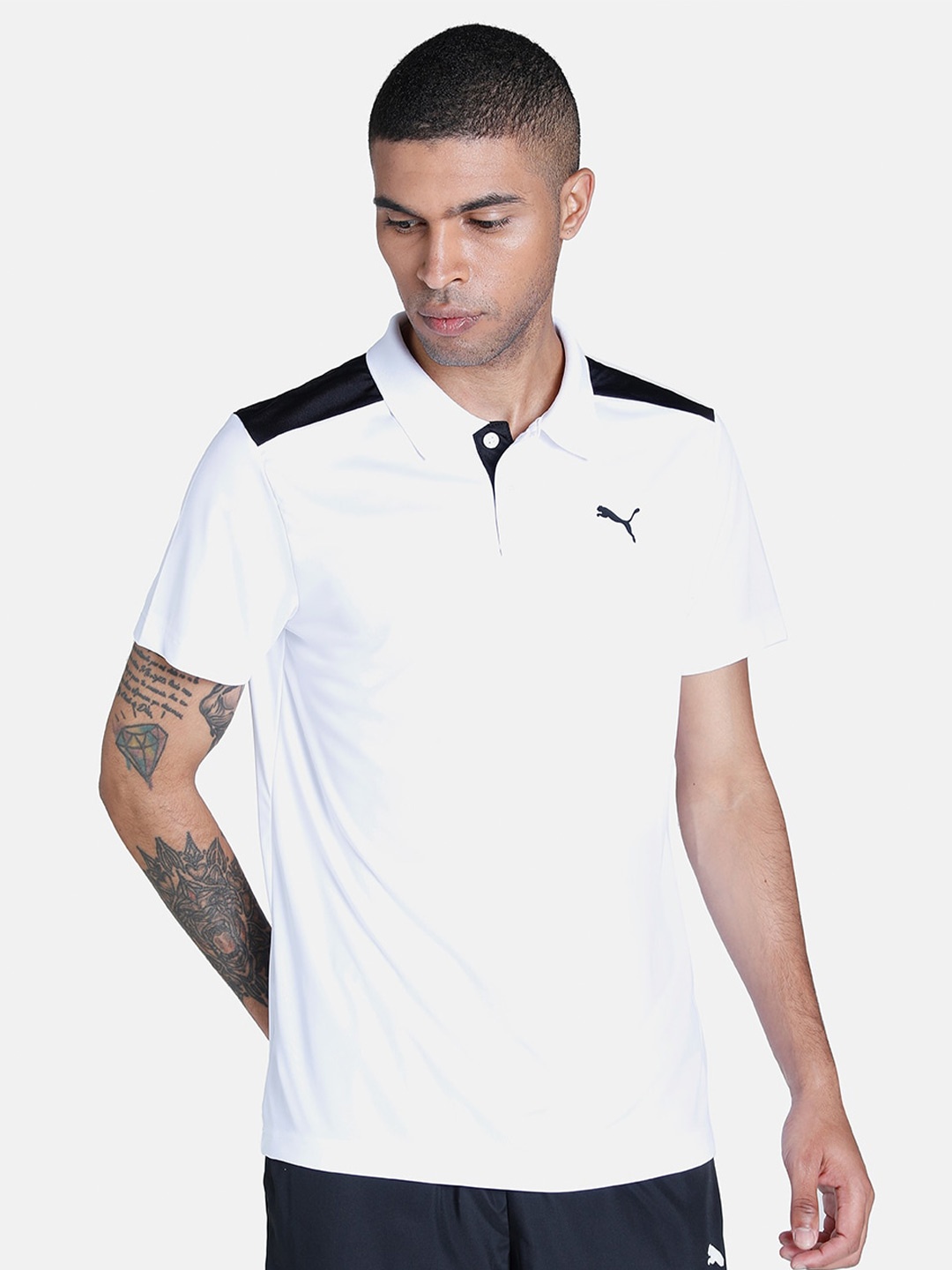 

Puma Men Polo Collar Slim Fit Cotton T-shirt, White