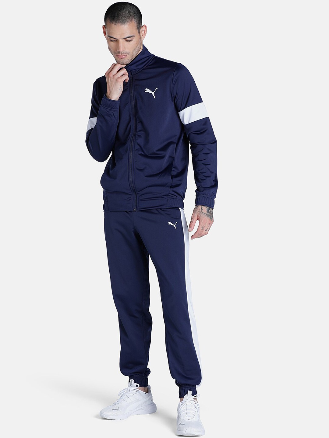 

Puma Men Navy Blue & White CR Tracksuits